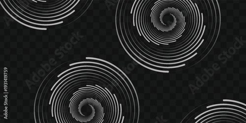 Modern abstract background. Halftone dots in circle form. Spiral logo, icon or design element. Black dots on a white background and white dots on the black side. Eps 10