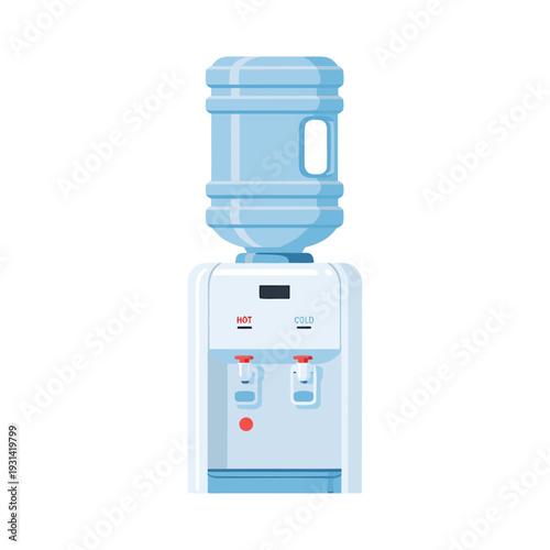 Office Water Cooler with 5 Gallon Water Jug 2D Flat Vector