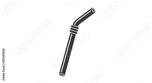 Black and white illustration of a flexible metal tube with ridges on a plain white background.