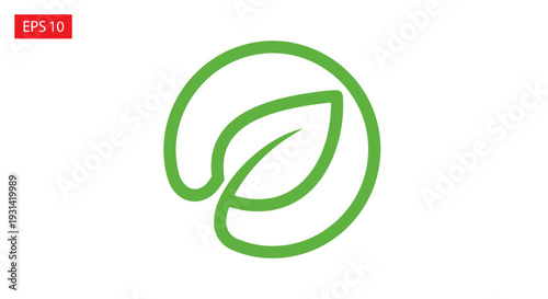 Green leaf logo on a white background with a circular design in EPS10 format.