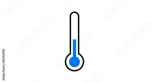 A simple illustration of a thermometer with a blue temperature gauge on a white background.