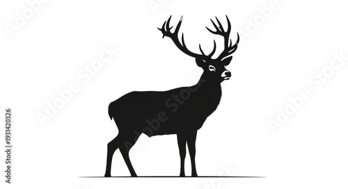 Majestic Deer Silhouette with Antlers.