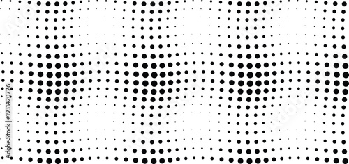 A captivating black and white halftone pattern displaying multiple horizontal waves of expanding and shrinking dots