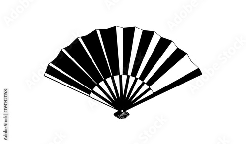 :
Modern Geometric Folding Hand Fan Black Silhouette Vector Design