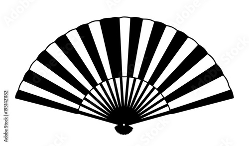 :
Traditional Folding Hand Fan Silhouette Vector Isolated on White Background