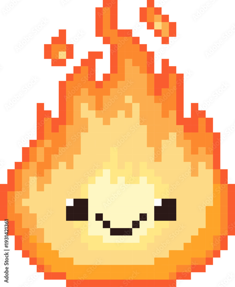 Obraz premium Fire Element Pixel Art Illustration