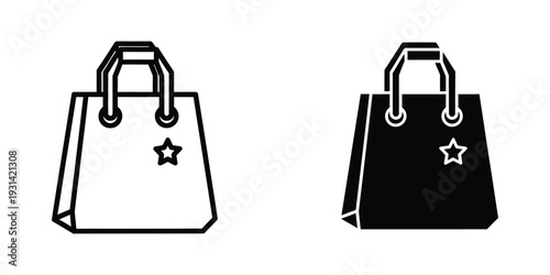 Shopping Bag Star Commerce Vector Icon
