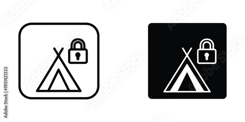 Tent Lock Icon Security Concept