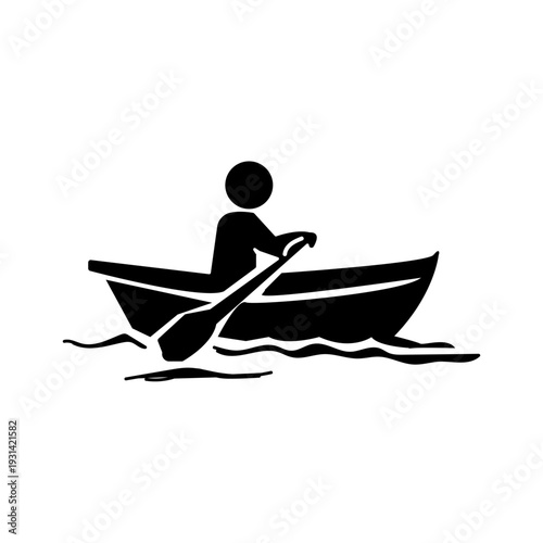 canoe silhouette icon design template	