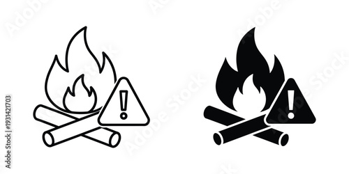 Fire Warning Symbol Campfire Hazard Icon