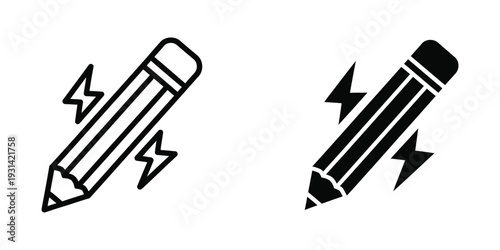 Pencil Lightning Idea Creation Vector