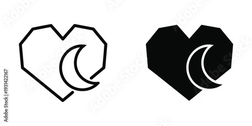 Heart Moon Icon Logo