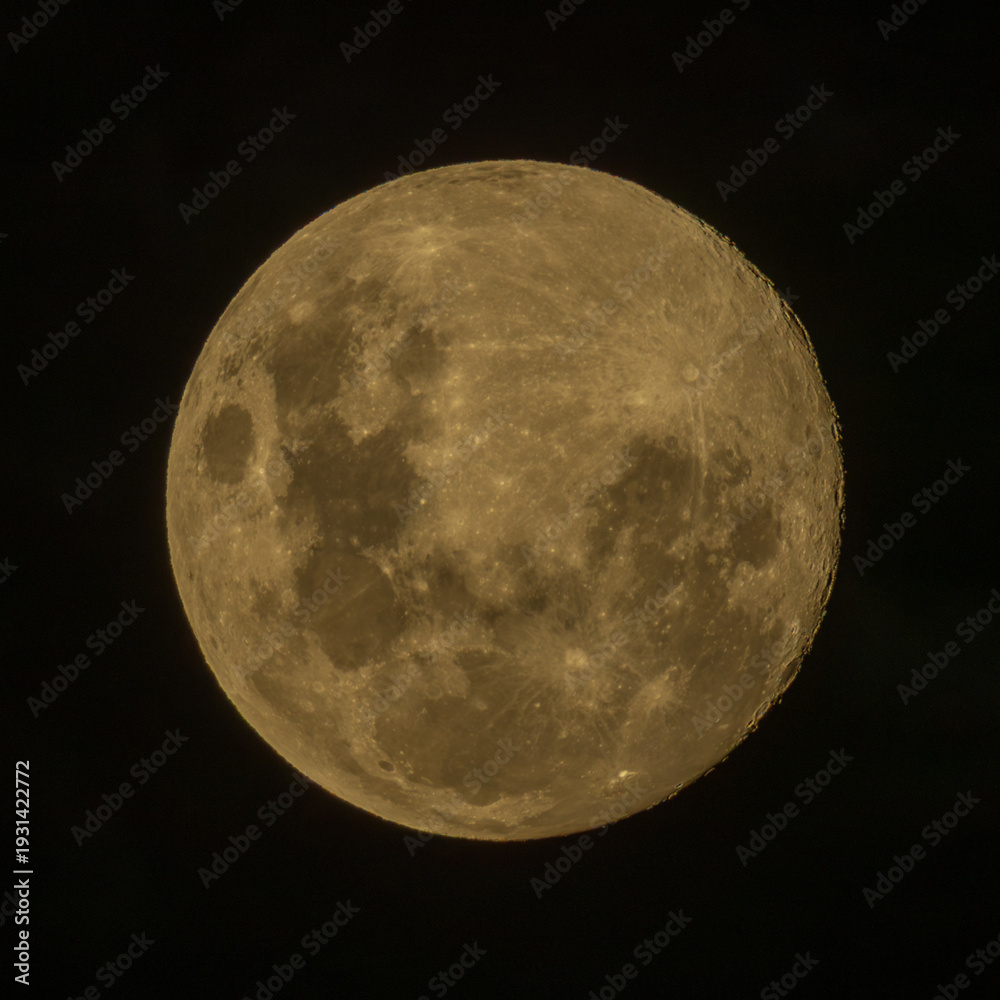 Fototapeta premium Bright full moon in dark night sky