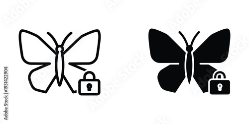 Butterfly Lock Icon Security Metaphor Commercial