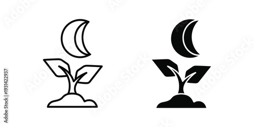 Plant Moon Growth Symbol Commercial Use