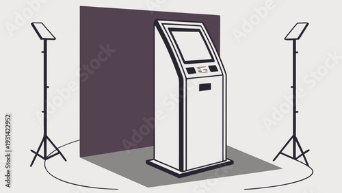 Illustration of a selfservice kiosk with lighting setup.