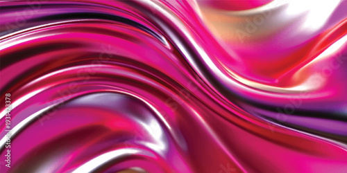 A luxury abstract purple silk background features a smooth flowing satin texture with soft violet waves and pink light curves in a creative textile illustration