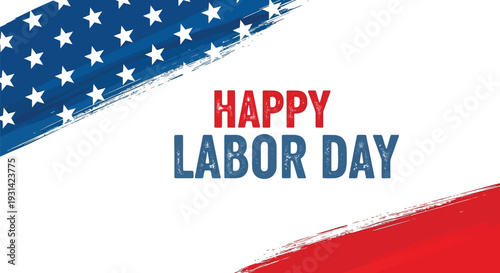 Happy labor day celebration with patriotic american flag design elements