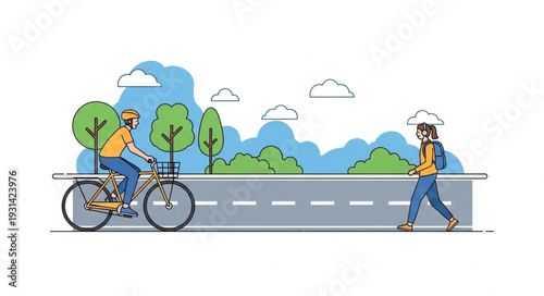 Man Riding Bicycle on Road.