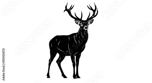 Majestic Deer with Large Antlers Standing.