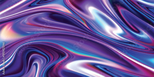 An abstract purple fractal background featuring a soft silk texture with blue and pink liquid waves in a motion pattern of light curves and wavy swirl art design