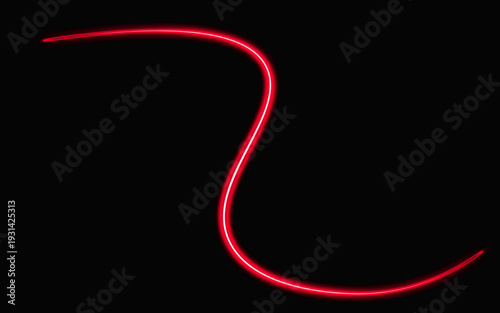 This image displays a striking red neon light forming a curved line against a completely black background, emphasizing its vibrant glow and abstract form. high-quality
