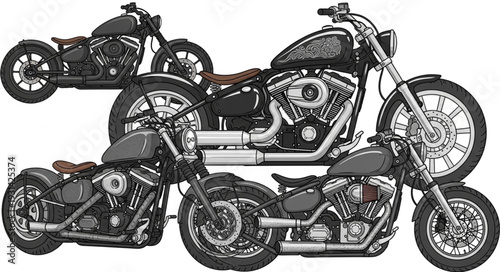 Collection of Custom Chopper Motorcycles.