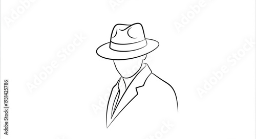 Man Wearing Suit and Fedora Hat.