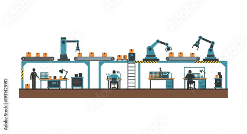 Manufacturing Plant with Robotic Arms.
