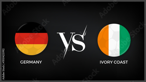Germany vs Ivory Coast flag and world map use for FIFA world cup 2026 template banner design.