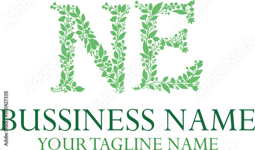 NE initials monogram letter text alphabet logo design.