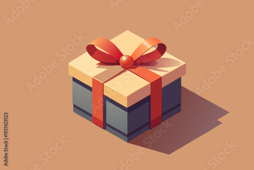 Small gift box with ribbon on soft background