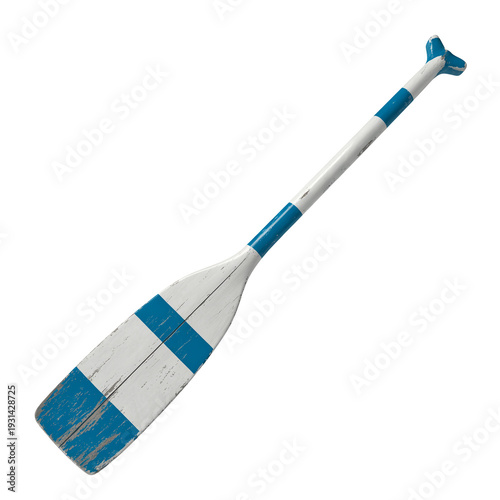 Distressed Vintage Blue and White Decorative Canoe Paddle with Stripes, 4ft Wall Art Accent - Farmhouse and Coastal Decor