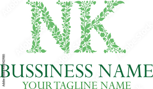 NK initials monogram letter text alphabet logo design.