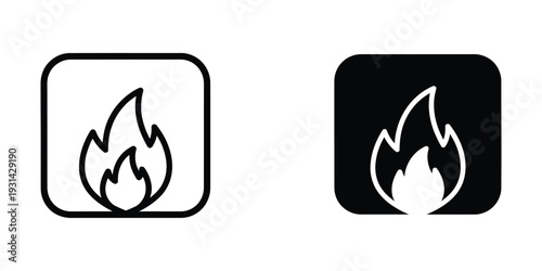 Fire Icon Vector Flame Symbol Commercial