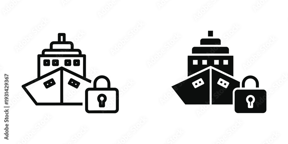 Obraz premium Ship Security Icon Vector Secure Transport