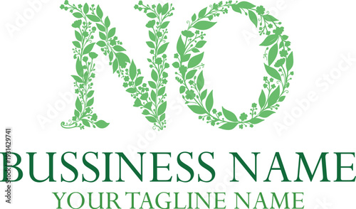 NO initials monogram letter text alphabet logo design.