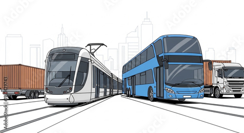 Modern Train and Bus Transport.