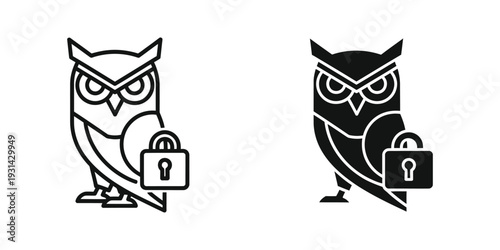 Owl Lock Security Icon Commercial