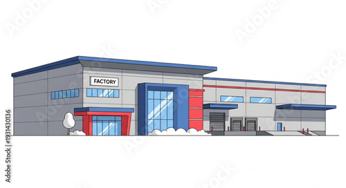 Modern Gray Office Building Exterior.