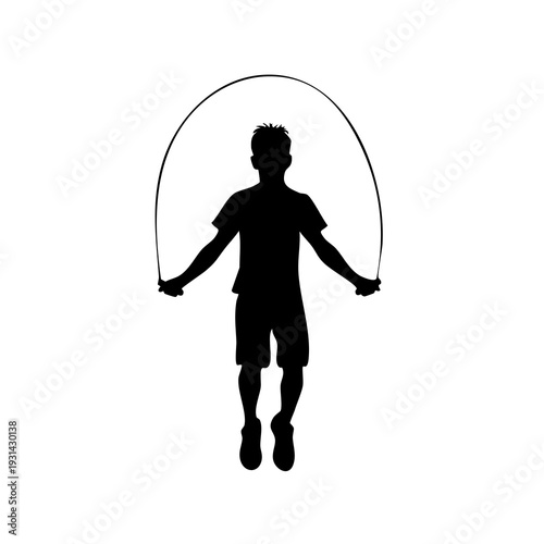 A young person jumping with a jump rope in a fitness activity