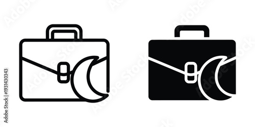 Briefcase Crescent Moon Icon Business Journey Concept