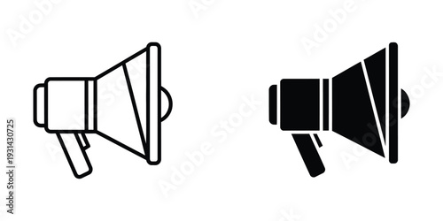 Megaphone Communication Announcement Icon Set Commercial