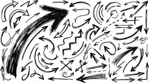Black and white abstract arrows and lines