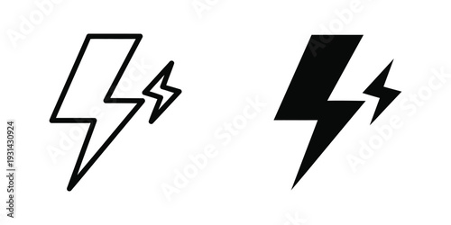 Lightning Bolt Icons Energy Power