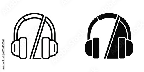 Headphones Mute Icon Audio Control Commercial Graphic