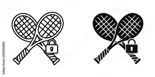 Tennis Rackets Locked Security Concept Icon