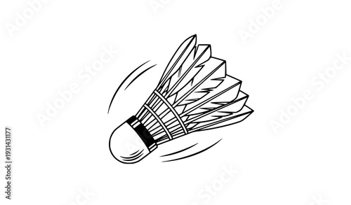 Dynamic Badminton Shuttlecock in Motion with Speed Trail Isolated on White Background Vector Illustration
