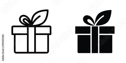 Gift Box Ribbon Leaf Icon Commercial Presentation