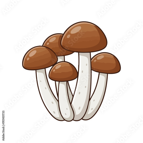 Cute Cartoon Mushroom Cluster